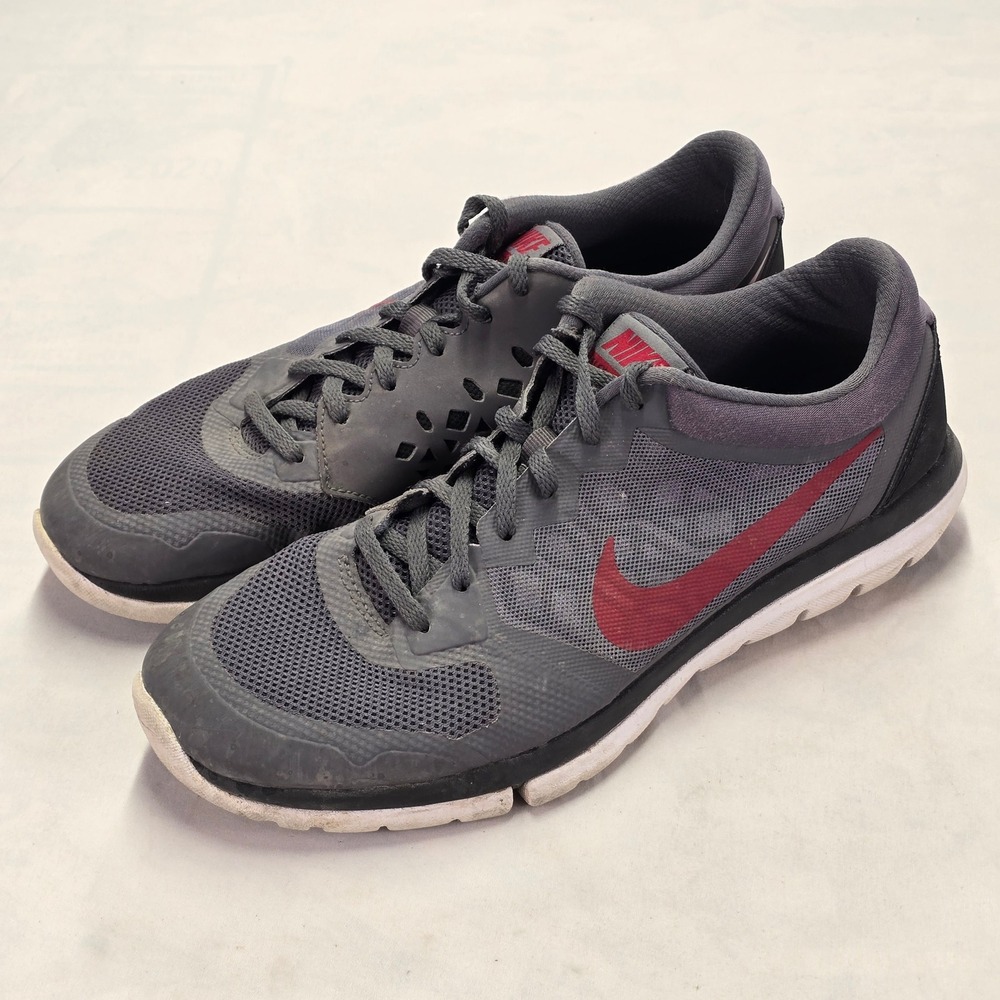 Nike Flex Run Mens Running Shoes Dark Grey Red 709022-002 Size 10